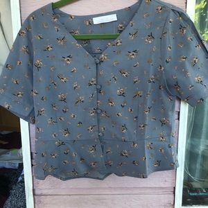 OAK AND FORT: lavender, floral cropped peplum top